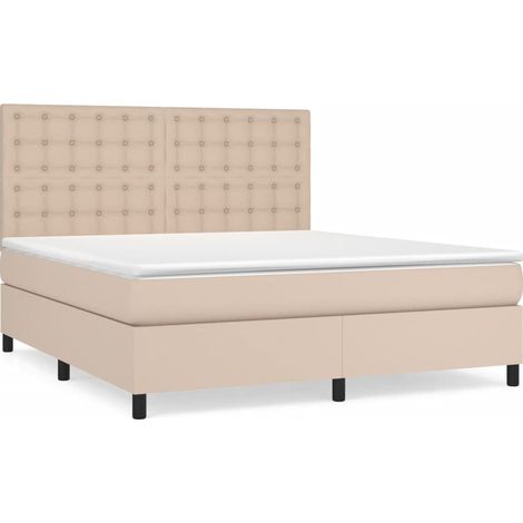 Maison Exclusive - Giroletto a Molle con Materasso Cappuccino 160x200cm Similpelle