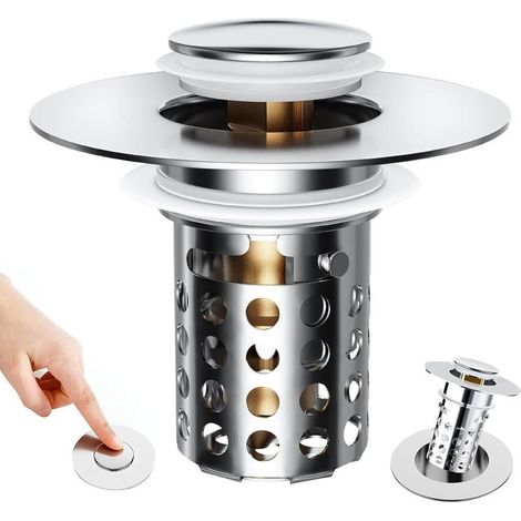 Bouchon Lavabo Salle de Bain Vidange D'évier de Salle de Bain Bouchon Lavabo Pop AP Sink Plug-Convient à la Plupart des éviers (Noyau Sphérique en Laiton) (1/5)