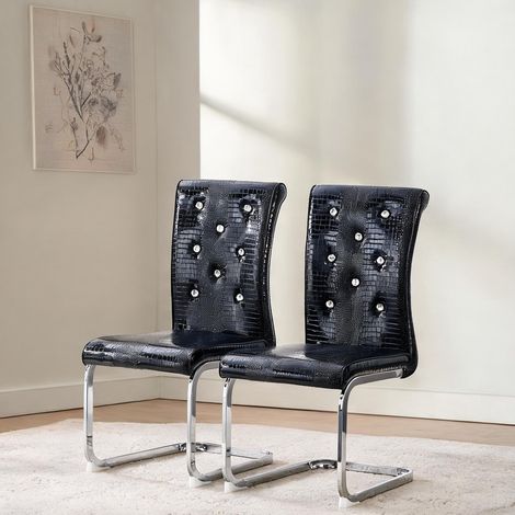 Fauteuils de salle à manger design 2 pièces avec effet croco (1/5)