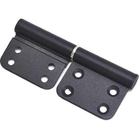 (Lot de 2 noirs) Charnière de porte en aluminium noir, amovible, 10 cm, pour porte de cuisine, porte de toilettes. (1/5)