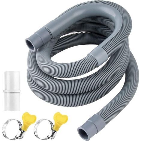 Tuyau d'évacuation, rallonge de tuyau d'évacuation, raccord de tuyau d'évacuation, tuyau d'évacuation pour lave-linge, tuyau d'évacuation pour sèche-linge (2 m) (1/5)