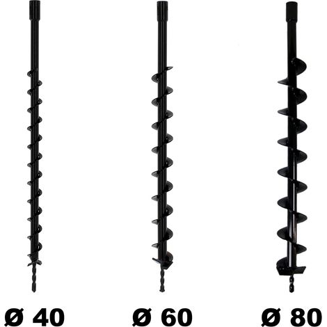 Lot de mèches Ø 40/60/80 mm – Longueur 80 cm – Pour tarière thermique – Compatible avec GT Garden et autres marques (1/4)