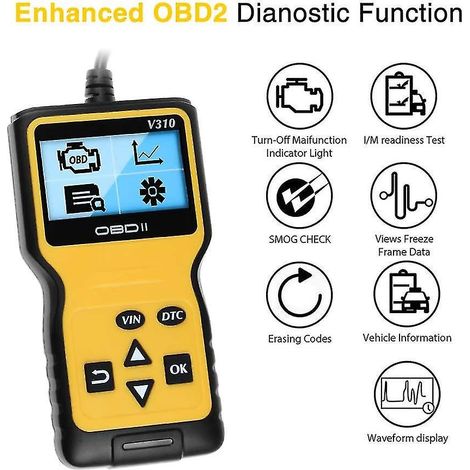 Scanner OBD2, lecteur de codes d'erreur automobile universel amélioré, outil de diagnostic automobile compatible avec tous les protocoles OBD II. (1/3)