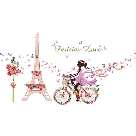 Autocollants Muraux Tour Eiffel Paris, Décor Adhésif Répétable pour Chambre de Fille, Stickers Décoratifs (1/5)