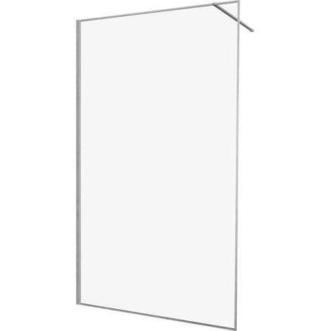 KINEDO - Paroi Douche Solo Design+ - Verre 6 mm Traité Anti-Calcaire - Profilé & Cadre Fin Aluminium Finition Inox Brossé - Fabriquée en France - L.120 x H.200 cm - Verre Transparent (1/5)