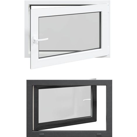 Kellerfenster RISOR 90 x 60 cm PVC und Glas Anthrazit vidaXL