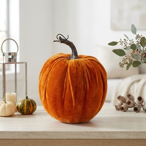 Amber Velvet Pumpkin Decorative Ornament (1/2)