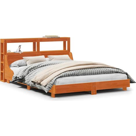 Maison Exclusive - Cadre de lit sans matelas cire marron 140x190cm bois pin massif