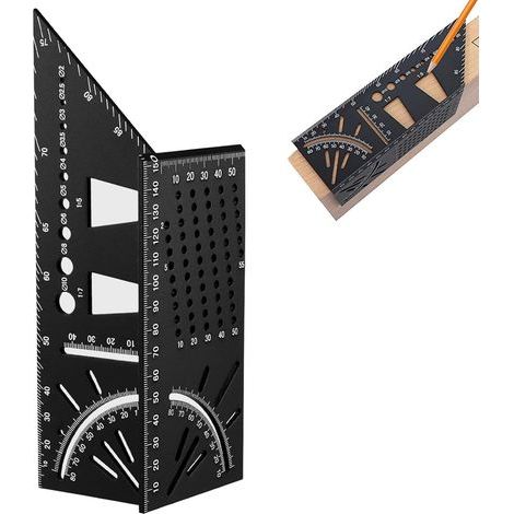3D carpenter's square, multi-angle aluminum alloy square, precise marking tool, suitable for engineers and carpenters. (1/4)