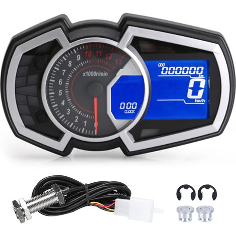 Compteur moto mécanique LCD - Odometre Tachymetre Compte-tours Universel pour 1 2 4 Cylindres (1/5)