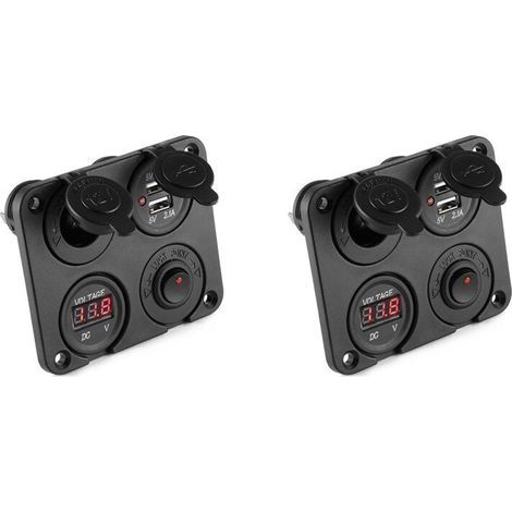 2X 12V-24V Voiture Bateau Prise Double USB Chargeur Voltmètre Panneau de Commutation pour Véhicule Voiture Bateau Moteur Maison (1/4)