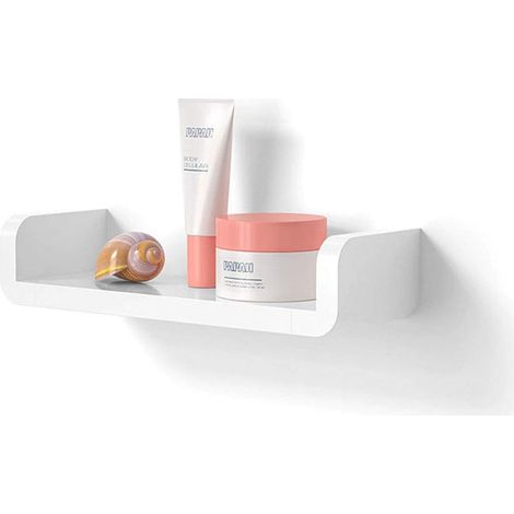 Étagère Murale étagère Flottante, Non perforée, utilisée pour l'affichage Mural de Salle de Bain, utilisée pour la décoration de la Maison/Cuisine/étagère de Rangement de Salle de Bain (Blanc)-Fei Yu (1/4)