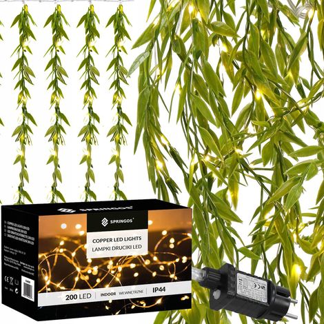 GHIRLANDA FOGLIE ARTIFICIALI PER PARETE BALCONE EDERA DECORAZIONE RUSCUS 200LED