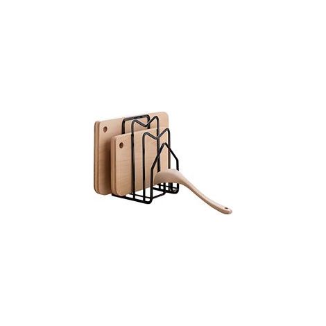 Support de rangement multifonction pour planche à découper et couvercles de casseroles, égouttoir de comptoir de cuisine – Acier inoxydable, gain de place– (1/4)