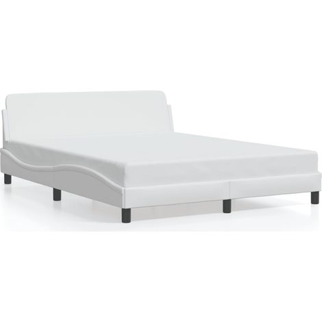 vidaXL Cadre de lit Dover blanc 160x200 cm similicuir (1/7)