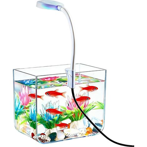 Mini Aquarium avec éclairage LED déco Table esthétique  Aquarium de bureau pour poisson combattant pour chambre, salon, appartement, bureau, hôtel, et adultes, observation de (1/5)