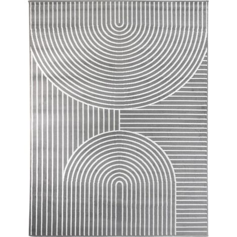 Tapis salon et chambre 80x150 gris rectangle tissé motif géométrique AF2 ARCRIL (1/5)