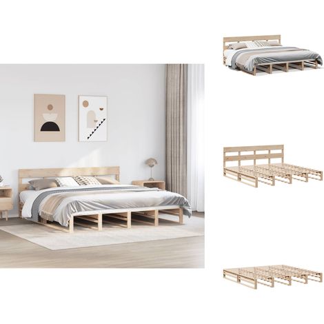 Cadre de lit sans matelas 200x200 cm bois massif de pin - Cadre De Lit - Cadres De Lit - Lit - Lit Double (1/5)