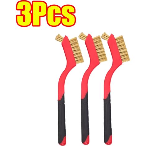 (C-3 pièces (1 ensemble)) Brosse de nettoyage en laiton, métal laiton/acier inoxydable/nylon, adaptée aux hottes à gaz, dégraisse et élimine les taches, outil de nettoyage des plaques de cuisson (1/4)