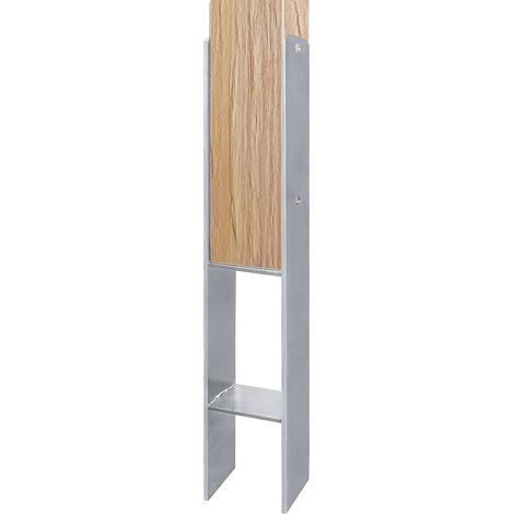 Lot de 2 supports de poteau en H - Galvanisés à chaud - 101 mm - Ancrage en H - Galvanisé à chaud - Longueur : 600 mm - Épaisseur : 5 mm (2 pièces de 101 mm) (1/5)