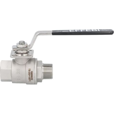 Effebi Gas-Kugelhahn 3/4" AG/IG, DN 20, 100 bar, rostfreier Stahl
