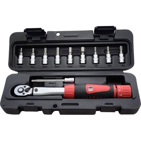 Ensemble de 11 clés dynamométriques mécaniques préréglées pour vélo (CSC-24S rouge) (1/5)