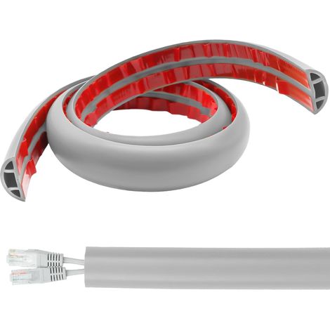 Passe Cable Sol Cache Fil Électrique Sol Auto-Adhésif 1M Petit Canal de câble Flexible pour Le Bureau, Le Concert, etc. Protection des Fil électrique et Prévention des Risques de Trébuchement (1/5)