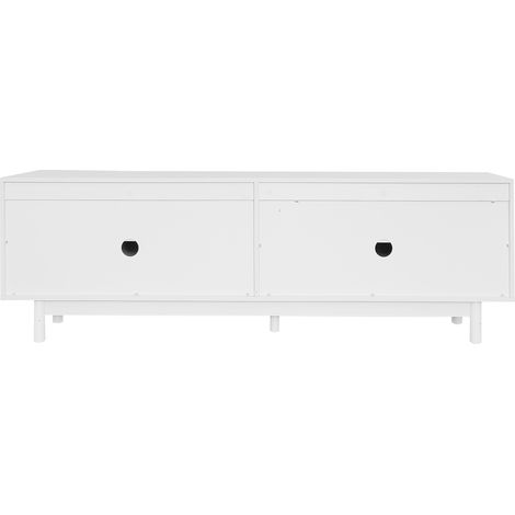 Modernes weißes TV-Lowboard 175 x 38 x 56 cm mit Push-to-open-Türen und verstellbaren Einlegeböden (1/5)