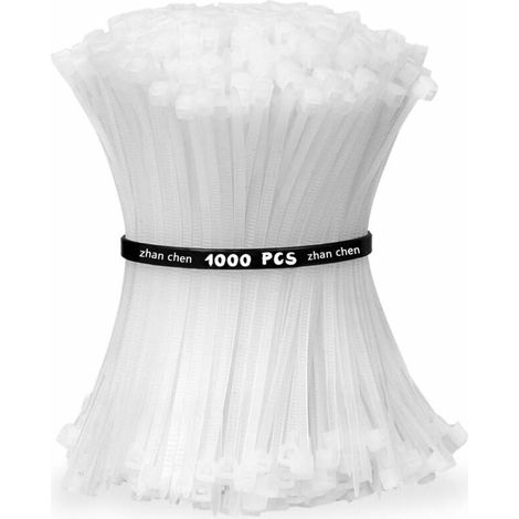 Green Mobility-Collier Rilsan Zip Ties 100mm x 2.5mm Attaches Câble Résistant aux UV et à la Chaleur Blanche Lot de 1000 Pièces (1/5)