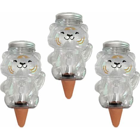3 Pièces Boules D'Irrigation pour Plantes, Transparent Distributeur Eau Plante, Système D'Irrigation pour Plantes en Pot, pour Système D'Arrosage (350ML, Forme de Tigre) (1/5)