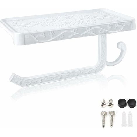 Wandmontierter Toilettenpapierhalter mit Ablagefläche für Badezimmer/WC, Weiß