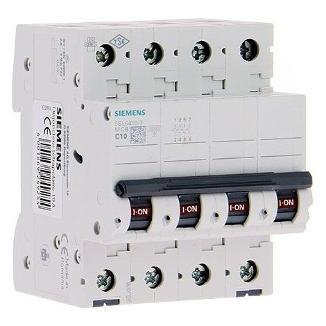 SIEMENS - INTERRUPTOR AUTOMÁTICO 4 POLOS 10A C CURVA SIEMENS INGENUITY FOR LIFE 5SL6 (1/4)