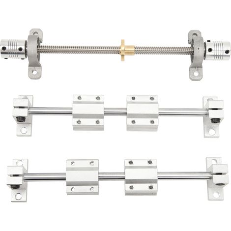 Kit tige de guidage linéaire Ø8x250mm vis trapézoïdale T8x8 support d'axe bloc palier SC8UU accouplement flexible (1/5)