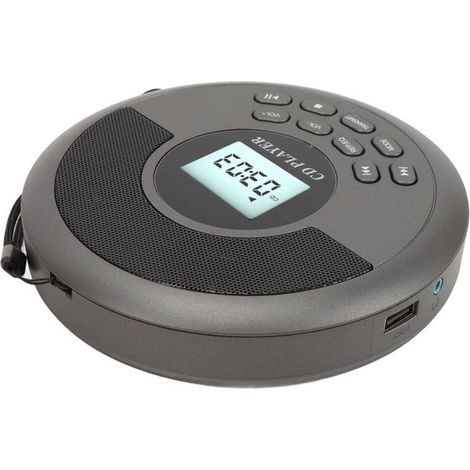CD-Player, tragbarer CD-Player mit USB und Bluetooth, zwei Lautsprechern, wiederaufladbarer Auto-CD-Player