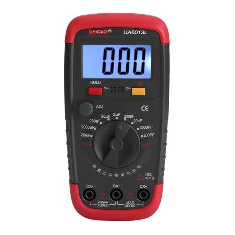 Testeur et Détecteur de Tension ,Mètre de Capacité Numérique, Appareil de Contrôle Pro de Condensateur 0.1pF - 20000uF avec le Rétro-éclairage d'affichage à Cristaux Liquides Max 1999