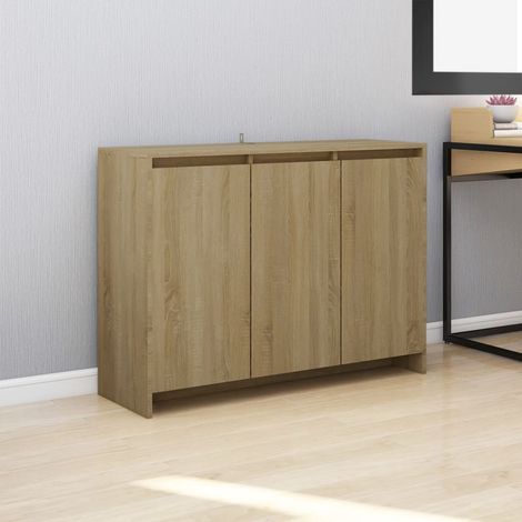 Aparador de madera contrachapada roble Sonoma 102x33x75 cm vidaXL (1/5)