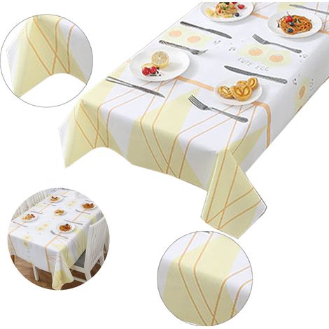 Lot de 2 nappes de jardin imperméables 137 x 90 cm, lavables en PVC - Vert citron (1/5)