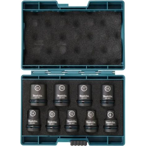Makita – Coffret de 9 douilles IMPACT BLACK 1/2'' – Tailles 8 à 21 mm – Goupilles et O'Ring inclus – Résistance 20% supérieure (1/5)