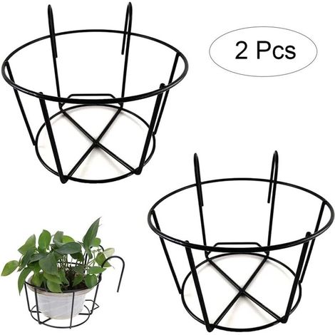 pezzi di supporto rotondo a gancio per fiori, supporto rotondo per fioriere da balcone, portavaso in metallo per recinzione, supporto per vasi da appendere alla ringhiera della recinzione, adatto per (1/3)