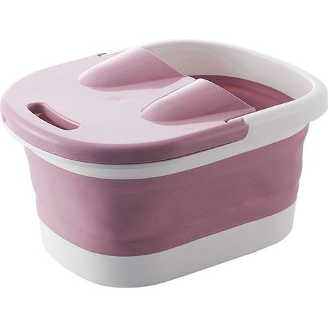 Zusammenklappbare Fußbadewanne mit Massagerollen, tragbare, faltbare Fußbadewanne mit Griffdeckel, PinkYMMR (1/5)
