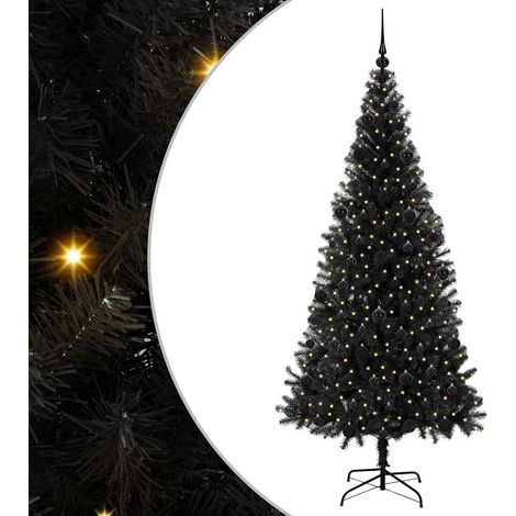 Sapin de Noël，Arbre de Noël avec 300 LED avec support Noir 210 cm PVC CFW58417 (1/5)