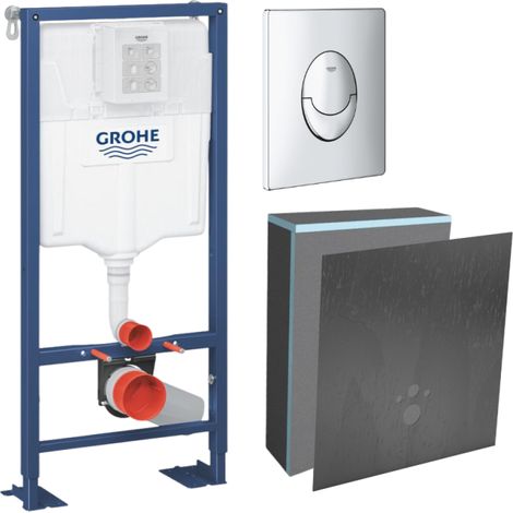 Grohe-Bâti support Solido avec plaque de déclenchement chrome habillage Wedi I-board avec revêtement concrete gris (1/4)