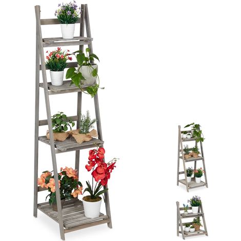 Escaleras de flores de madera gris