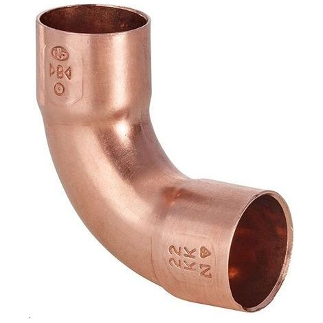 Raccord cuivre coudé 90° à souder - Femelle grand rayon - diamètre 10 mm