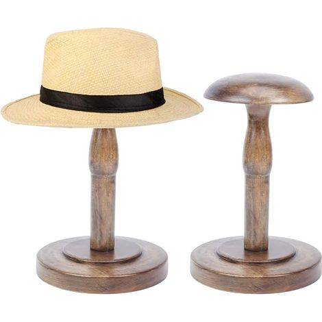 Porte-chapeaux de table PC, porte-chapeaux vintage en bois marron, support pour perruques, rangement pour casque audio, idéal pour la maison (1/5)