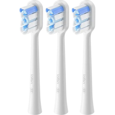 Laifen 30102-000022 Wave Testine di Ricambio per Spazzolino Elettrico Super-Clean 6 Pezzi Setole DuPont colore Bianco