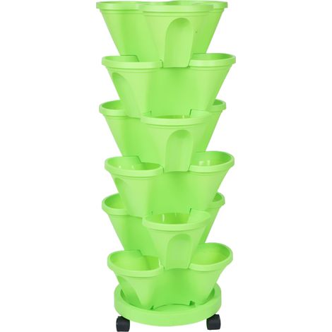 Pot fleurs plastique pot de fleurs 3 pétales [vert] 6 pots + 1 plateau roue universel pour plantation légumes balcon pot plantation 3D magique pot de fleurs plastique pot fleurs créatif espace optimis (1/4)