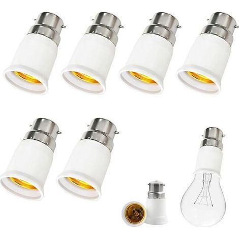 6 Pièces Adaptateur B22 e E27, Adaptateur Ampoule Baillonette vers Vis Convertisseur de Douille Baïonnette B22 vers Vis E27, 220(V), pour Ampoules LED (1/4)