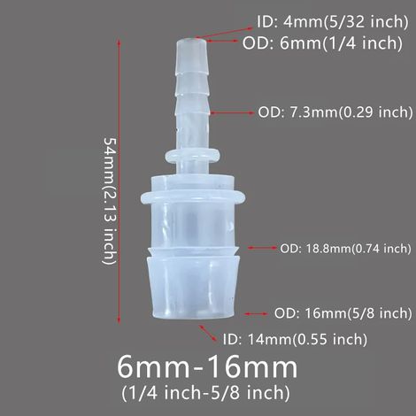 (5 pièces, 6-16 mm) 5 raccords flexibles en plastique pour tuyau d'arrosage, réducteurs à embout cannelé, adaptateurs et épissures pour la réparation de tuyaux d'eau, de jardins, d'aquariums et de lab (1/5)