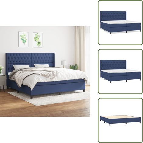 Cama azul - vidaXL Cama box spring con colchón tela azul 200x200 cm - Cama de espaldas